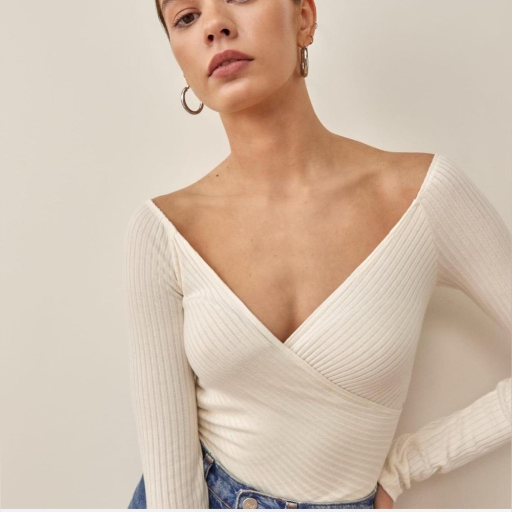 Reformation Minnie knit wrap top
